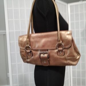 Giani Bernini Gold and Silver Shoulder Bag with Structured Design